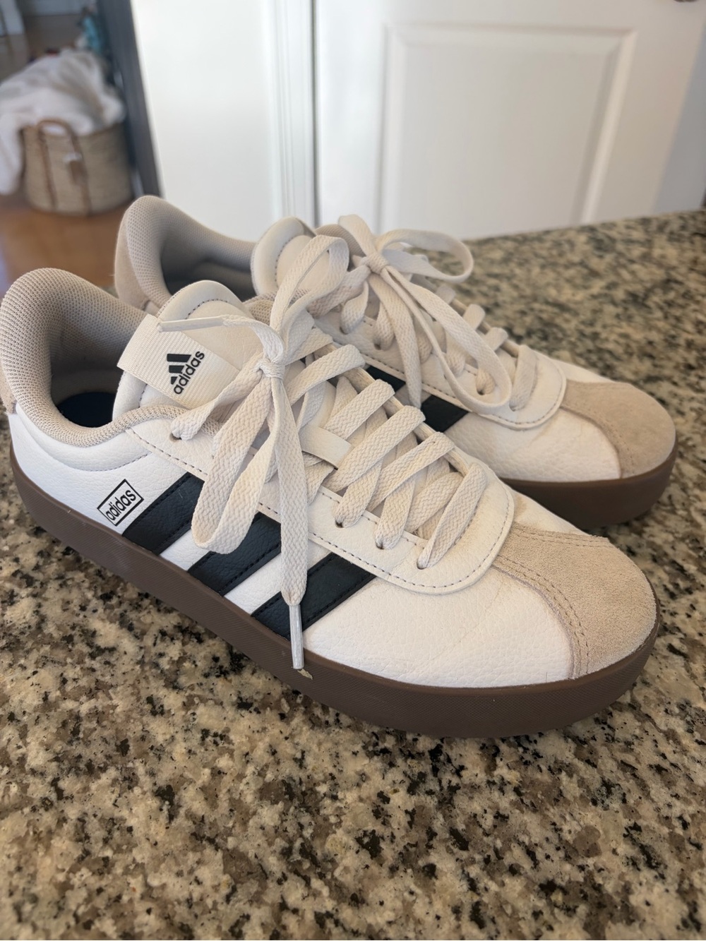 Adidas women’s White & Black Classic Low-Top Sneakers